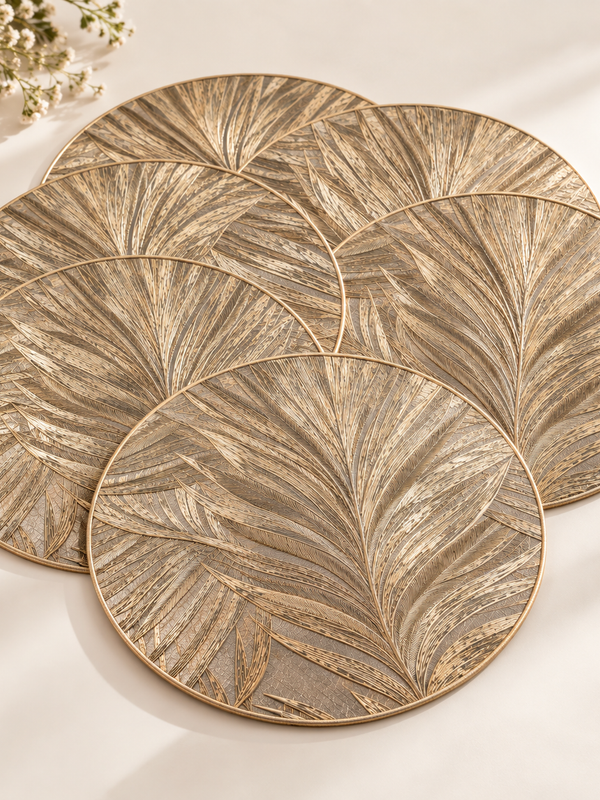 Golden Canopy Dining Set – 1 Runner + 6 Table Mats