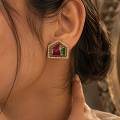 Mosaic Ruby Statement Studs