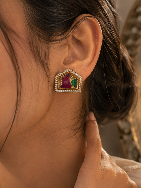 Mosaic Ruby Statement Studs