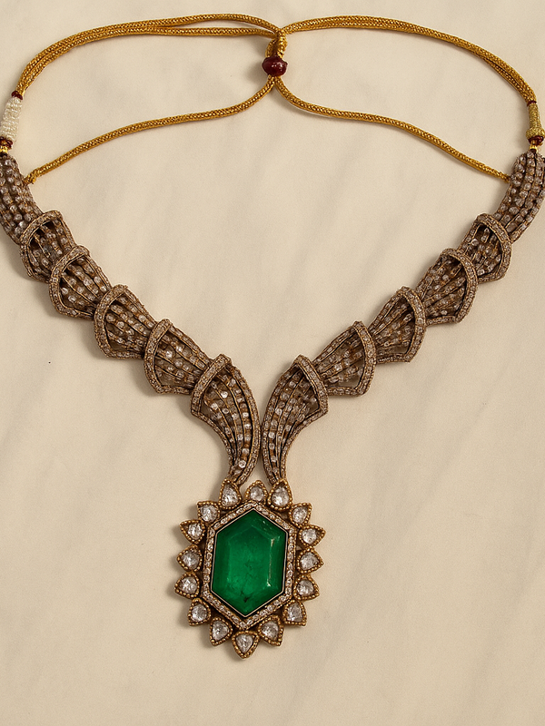 Emerald Majesty Necklace & Earrings Set