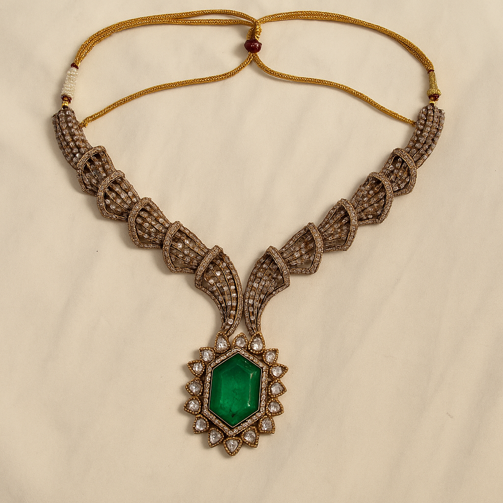 Emerald Majesty Necklace & Earrings Set