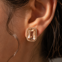 Champagne Radiance Emerald-Cut Stud Earrings
