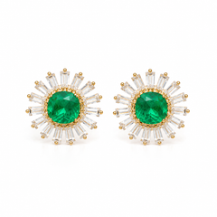 Emerald Sunburst Stud Earrings