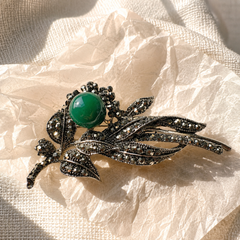 Verdant Noir Floral Brooch