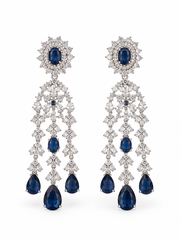 Neelara Sapphire Cascading Necklace & Earrings Set