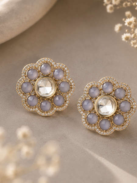 Noor Lavender Floral Studs