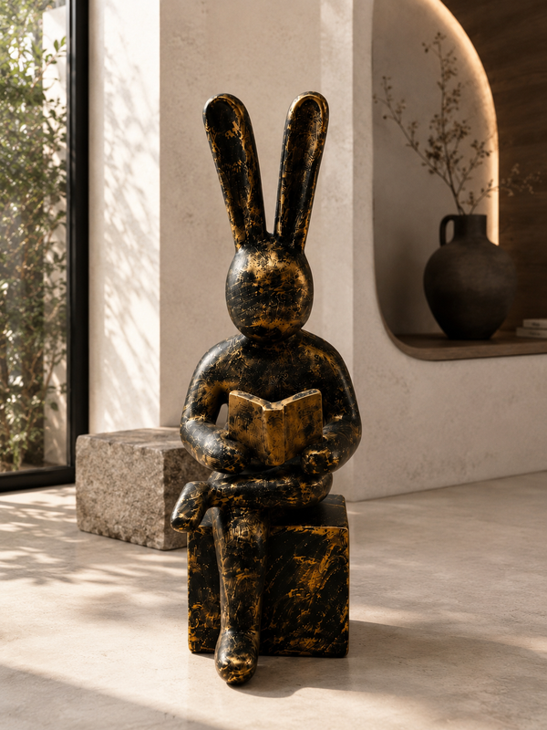 The Quiet Reader Rabbit Sculpture