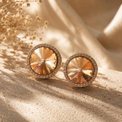 Champagne Halo Stud Earrings