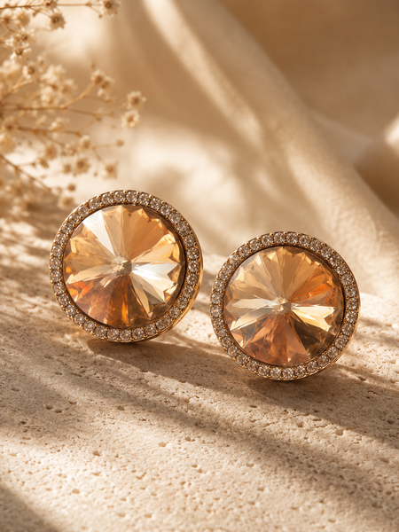 Champagne Halo Stud Earrings