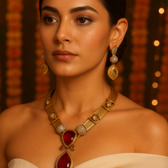 Aarunya Ruby Regal Necklace Set
