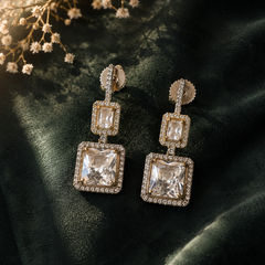 Veyra Crystal Square Drop Earrings