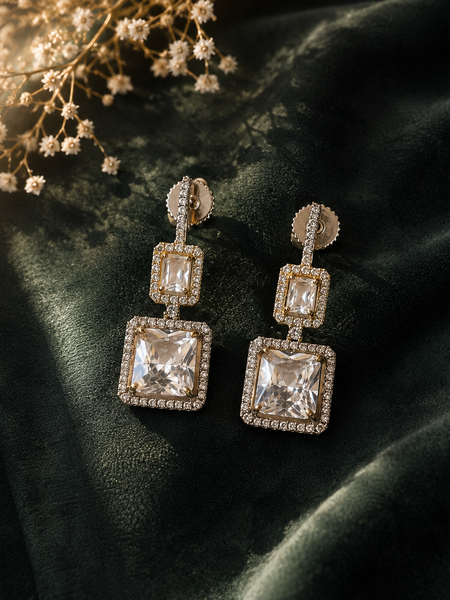 Veyra Crystal Square Drop Earrings
