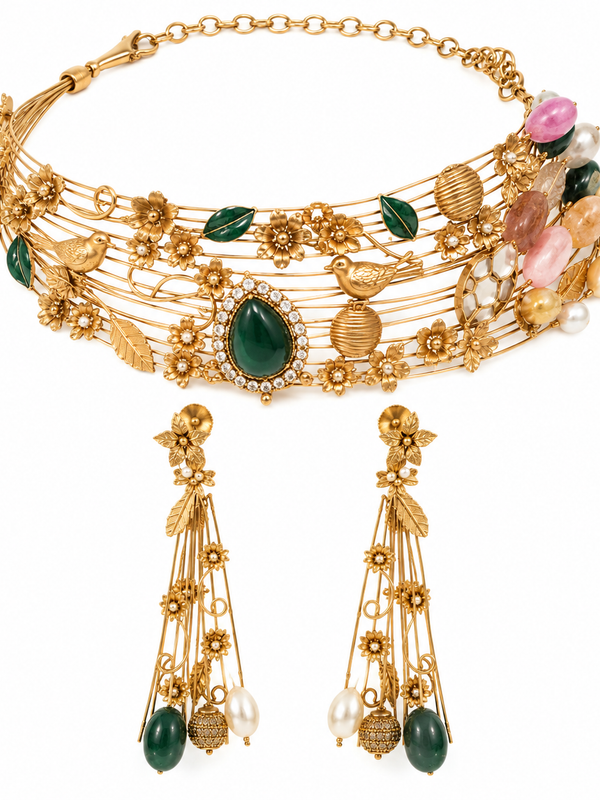 Bagh-e-Noor Botanical Necklace & Earrings Set