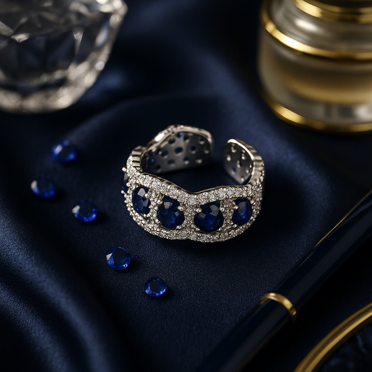 Midnight Elegance Sapphire Band
