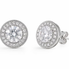 Halo Solitaire Stud Earrings