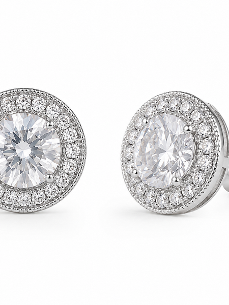 Halo Solitaire Stud Earrings