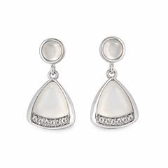Luna Mother of Pearl Drop Earrings (Silver)