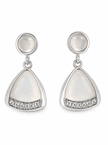 Luna Mother of Pearl Drop Earrings (Silver)