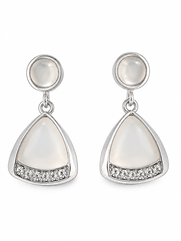 Luna Mother of Pearl Drop Earrings (Silver)