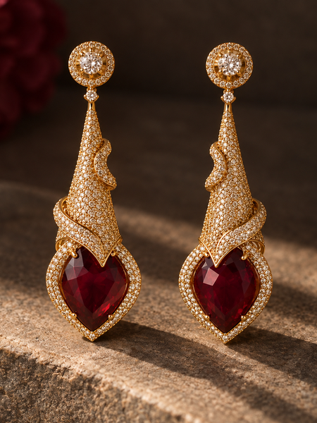 Mehr Ruby Sculptural Drop Earrings