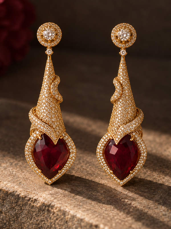 Mehr Ruby Sculptural Drop Earrings