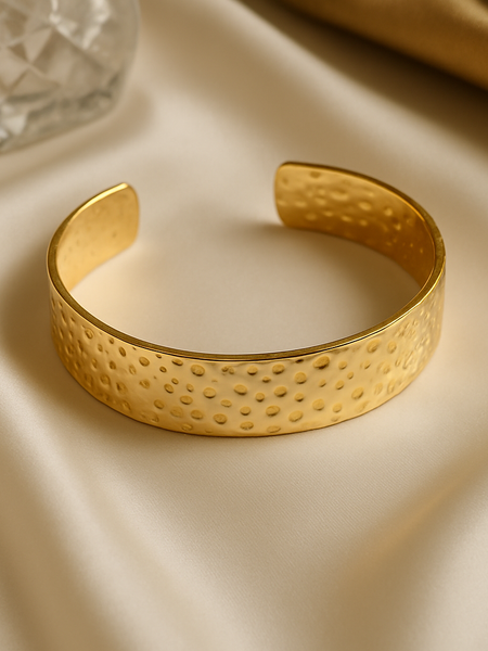 Textured Glow Gold-Plated Cuff Bracelet