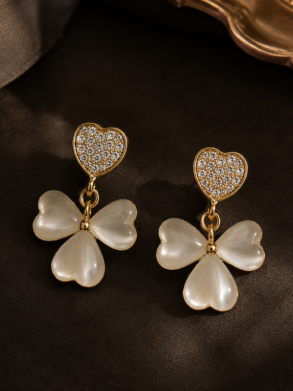 Amora Mother of Pearl Clover Drop Earrings