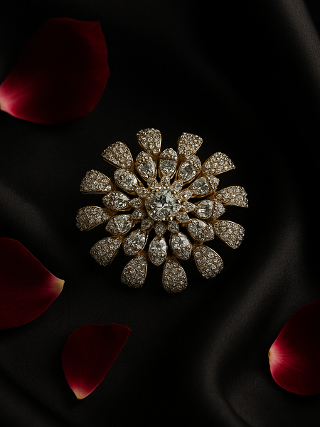 Radiant Floral Diamond-Style Cocktail Ring