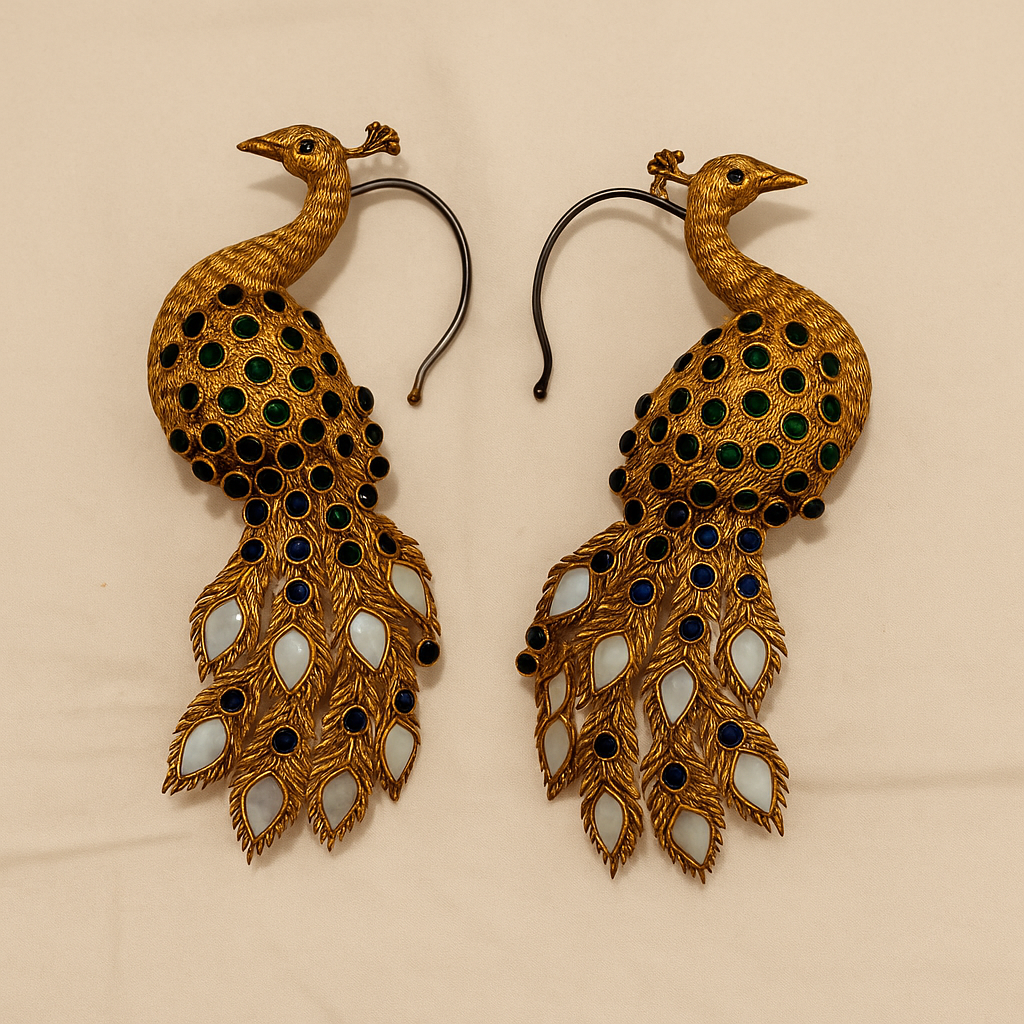 Regal Peacock Choker Set with Ear Cuffs