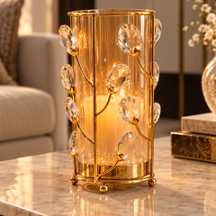 Crystal Vine Gold Hurricane Candle Holder