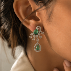 Evara Mint Crystal Drop Earrings