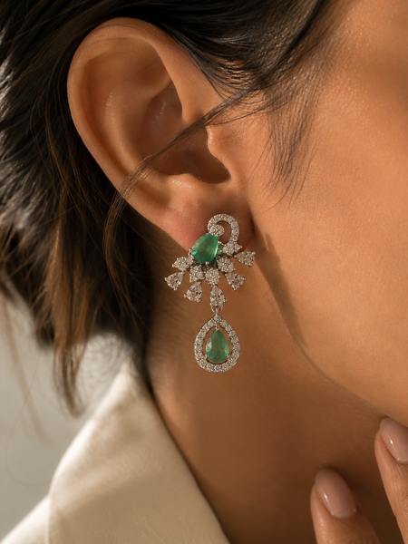 Evara Mint Crystal Drop Earrings