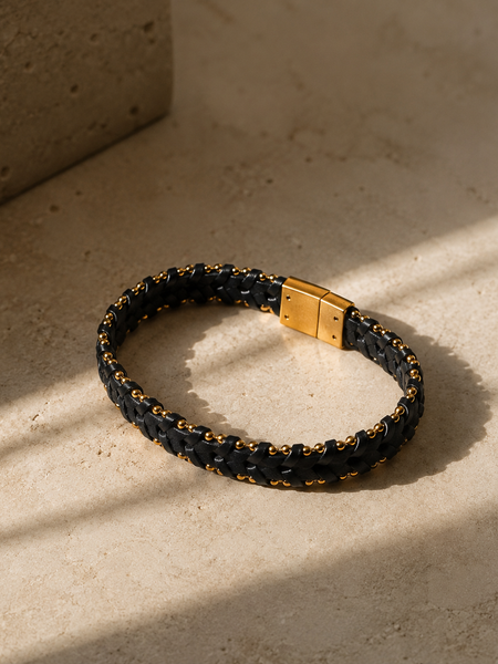 The Noir Chain Leather Bracelet