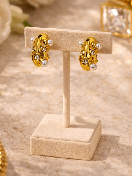 Celeste Pearl Crystal Stud Earrings