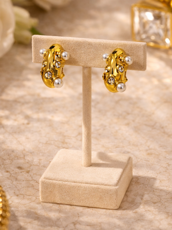 Celeste Pearl Crystal Stud Earrings