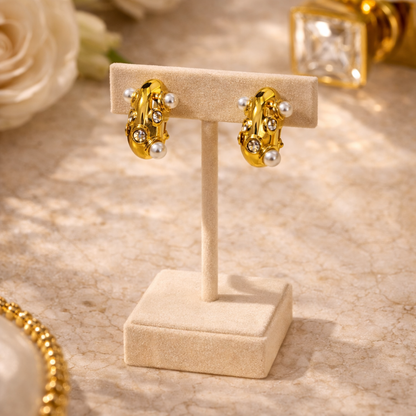 Celeste Pearl Crystal Stud Earrings