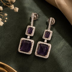 Amara Amethyst Geometric Drop Earrings