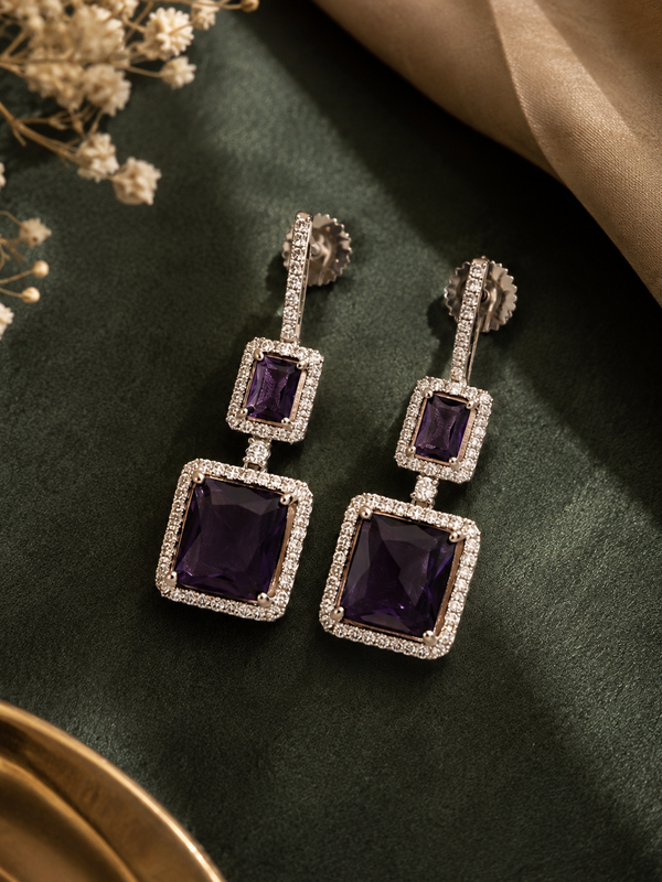 Amara Amethyst Geometric Drop Earrings