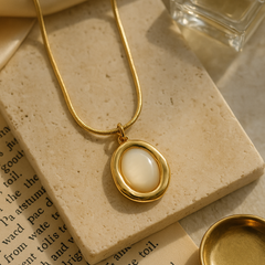 Golden Aura Oval Pendant Necklace