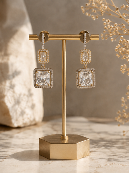 Veyra Crystal Square Drop Earrings