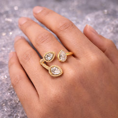 Trinity Pear Halo Open Ring