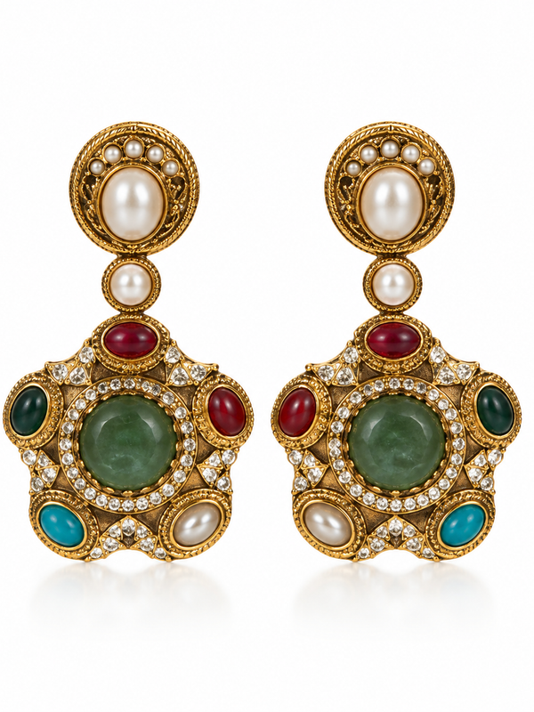 Ziya Navratna Necklace & Earrings Set