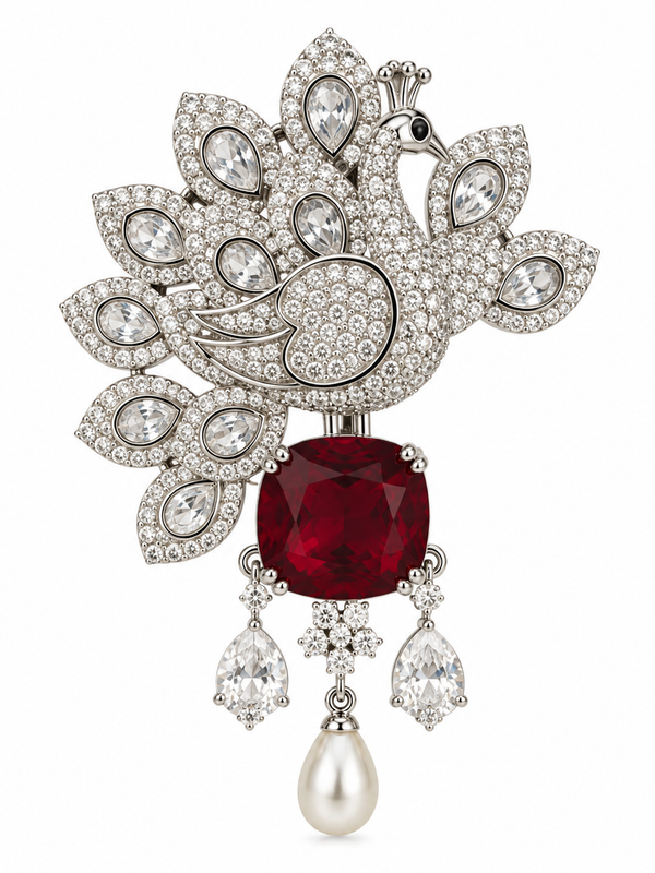 Rakta Mayura Brooch
