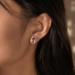 Blush Radiance Emerald-Cut Stud Earrings