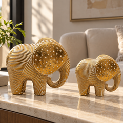 The Golden Bond – Elephant Duo Sculpture Set