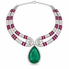 Meher Emerald & Ruby Statement Necklace Set