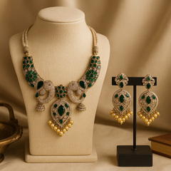 Majestic Emerald Elephant Motif Choker Set