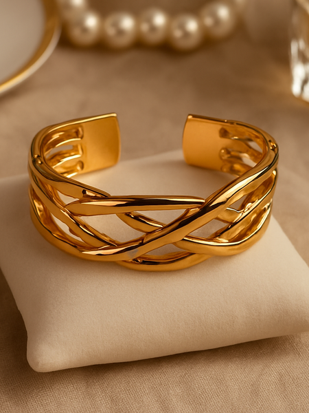 Twisted Elegance Gold-Plated Cuff Bracelet