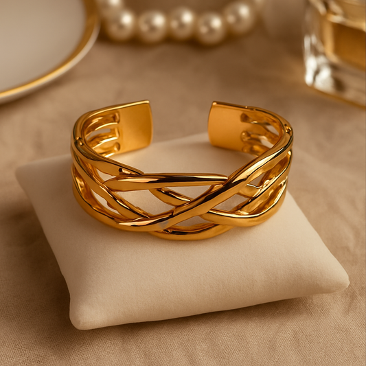 Twisted Elegance Gold-Plated Cuff Bracelet