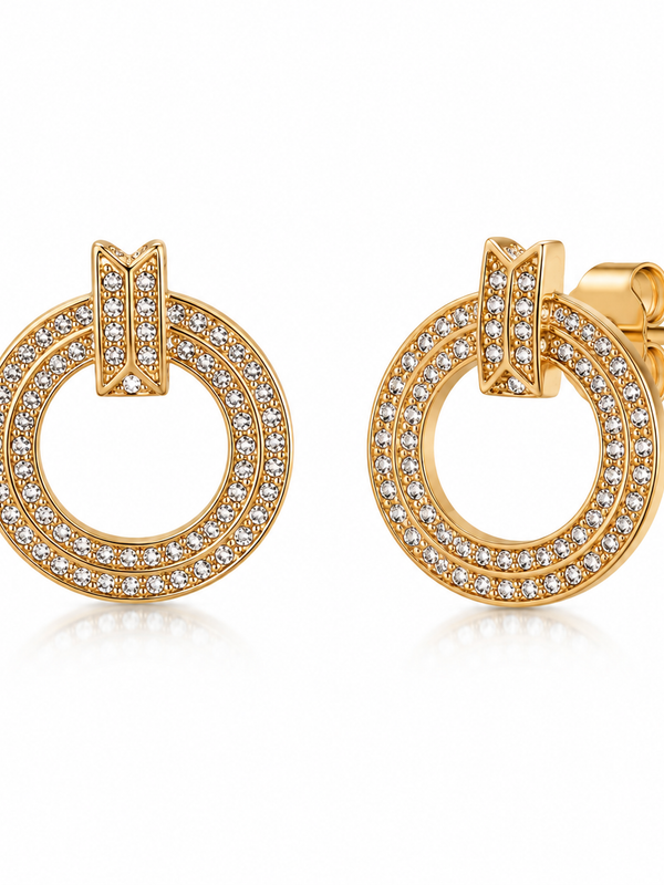 Pavé Circle Stud Earrings